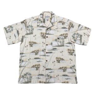 Boca Classics Island Wear Silk Palm Tree Island Button Down Surf Shirt